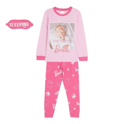 Pijamale Barbie cu Maneca Lunga pentru fete cu personaje roz