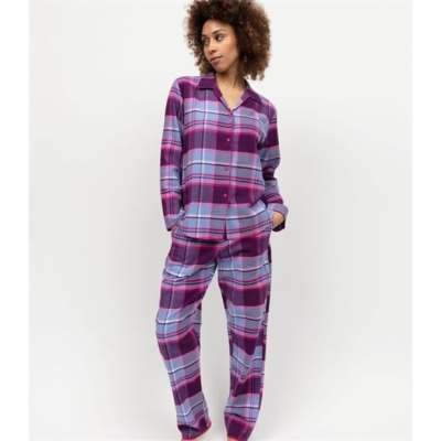 Pijamale Cyberjammies Cyber Hazel Brushed Check pentru femei mov