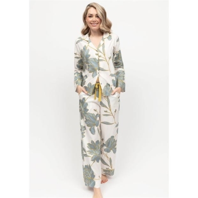 Pijamale Cyberjammies Cyber Piper Floral Print evazati pentru femei alb