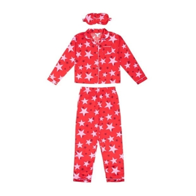 Pijamale Miso Star Satin pentru fete rosu roz