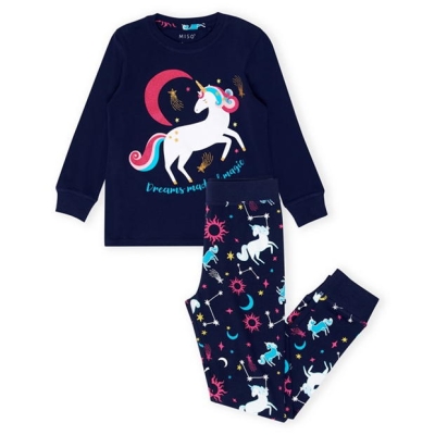 Pijamale Miso Unicorn pentru fete bleumarin