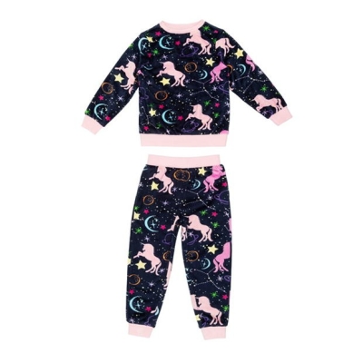 Pijamale Miso Unicorn Velour pentru fete bleumarin