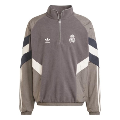 Polar Bluza trening fleece adidas Real Madrid Originals pentru adulti gri carbune