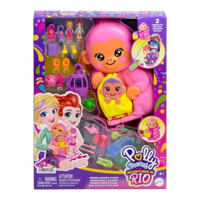 Polly cu buzunar Polly cu buzunar Momma Monkey & Playset pentru Bebelusi