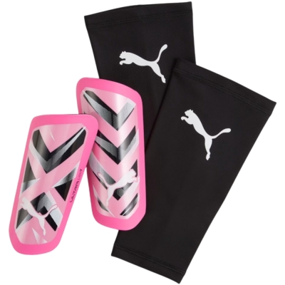 Protectii de fotbal Puma Ultra Light Sleeve, roz si negru 30873 08