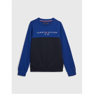 Pulover Tommy Hilfiger Essential Colourblock Juniors bej albastru