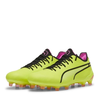 Ghete de fotbal Puma King Ultimate Firm Ground pentru femei verde lime negru