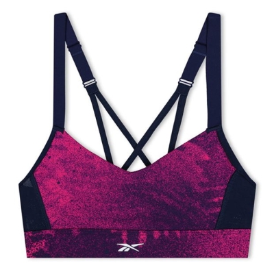 Bustiera sport Reebok Lux Strappy Medium Impact pentru femei bleumarin