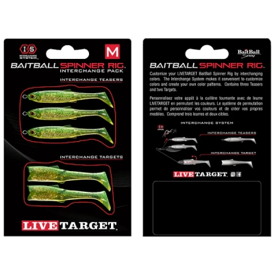 REZERVA BAITBALL SPINNER RIG MEDIUM 856 LIME CHART GOLD LIVE TARGET