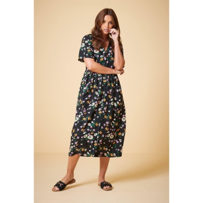 Rochie Be You Floral Midi bleumarin roz