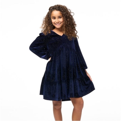 Rochie Biba Biba catifea Glitter pentru fetite bleumarin argintiu