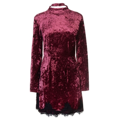 Rochie Glamorous catifea rosu burgundy velvet