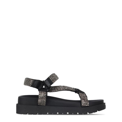 Sandale Be You Diamante Trekker negru