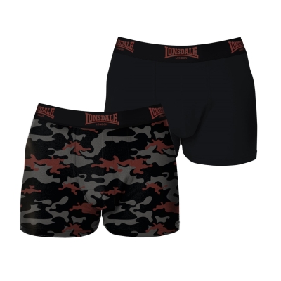 Set 2 boxeri barbati Lonsdale portocaliu camuflaj negru