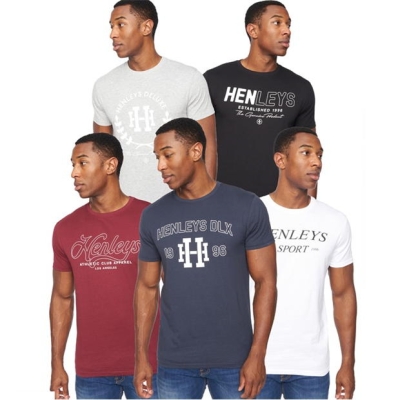 Set 5 Henleys Varick T pentru barbati multicolor