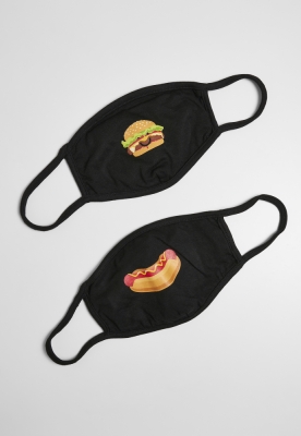 Set de 2 Burger and Hot Dog Face Mask negru Mister Tee