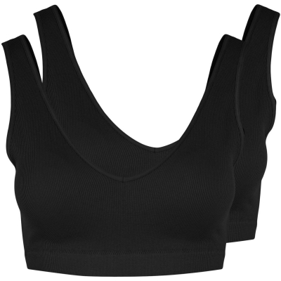 Set de 2 Pieces Rib Seamless Bra negru