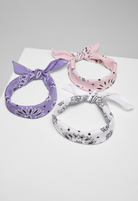 Set de 3 Multicolor Bandana violet+white+rose Urban Classics violet alb roz