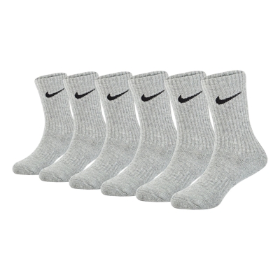 Set de 6 Sosete Nike Dri-Fit Crew pentru copii inchis gri deschis