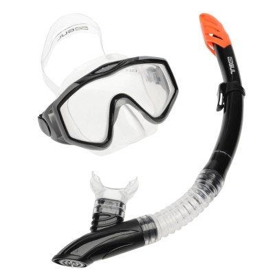 Set Masca Snorkeling Gul Snorkeling - Tempered Glass & Splash-Proof Snorkel negru