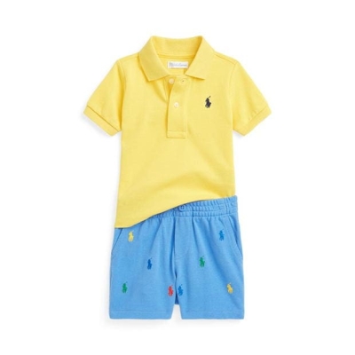 Set Pantaloni scurti Tricou Polo Ralph Lauren Polo Ralph Lauren and baietei signal galben