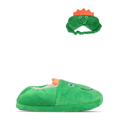 Set Papuci de Casa Firetrap Dinosaur & Eyemask verde portocaliu