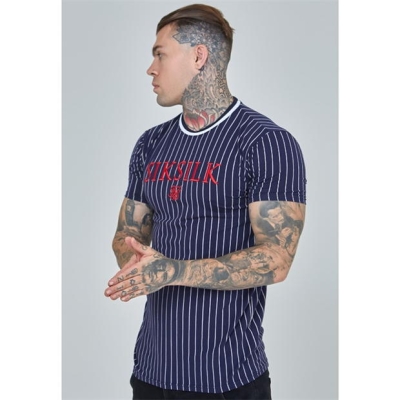 SikSilk Pinstr Tshrt pentru barbati bleumarin