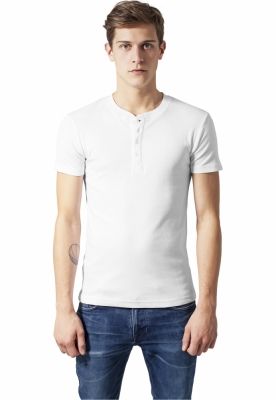 Tricou urban Henley Slim 1by1 alb Urban Classics