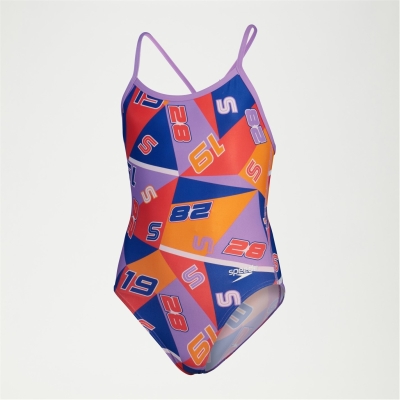 Speedo Allover Digital Vback pentru fete multicolor