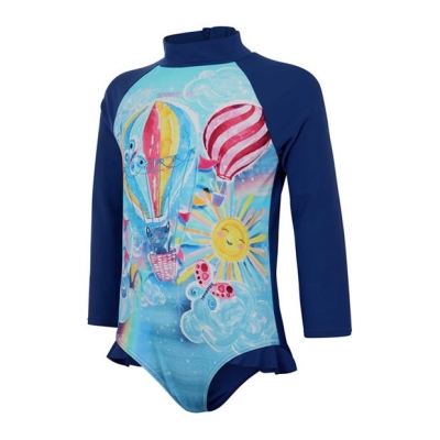 Speedo Placement Frill One Piece pentru fete pentru Bebelusi mov albastru