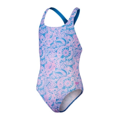 Speedo Printed Medalist One Piece pentru fetite albastru mov