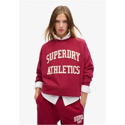 Superdry Superdry Athl OS Crw pentru femei visiniu rosu