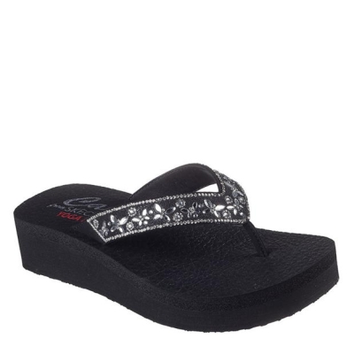 Tanga Papuci de plaja Skechers Butterfly And Flower Gem W Yo pentru femei negru