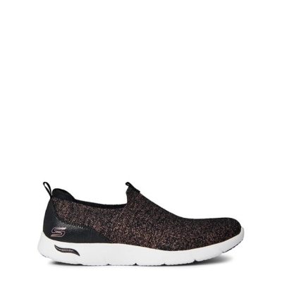 Tenisi fara siret Skechers Arch Fit Refine - Showcase pentru femei negru rse auriu