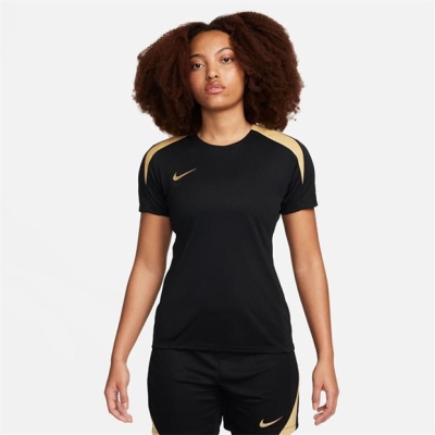 Top fotbal maneca scurta Nike Strike Dri-FIT pentru femei negru auriu