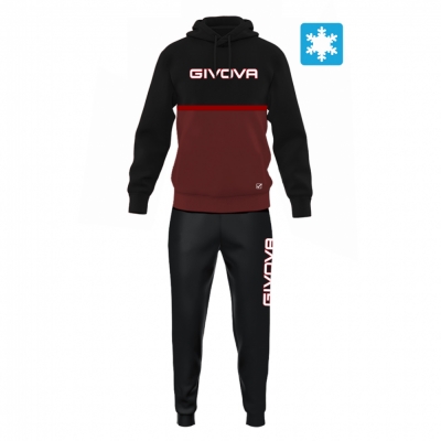 Trening sport TUTA ITALIA 106 UOMO CON CAPP BICOLORE IN FELPA Givova negru visiniu