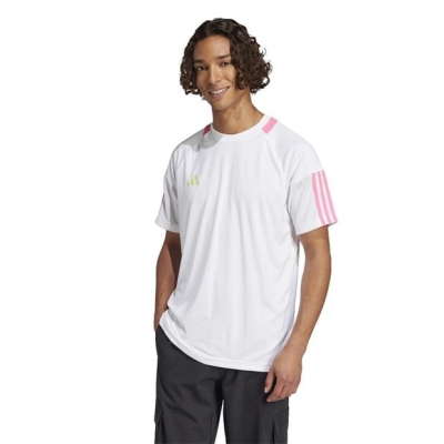 Tricou adidas clasic 3 cu dungi Sereno pentru Barbati alb galben roz