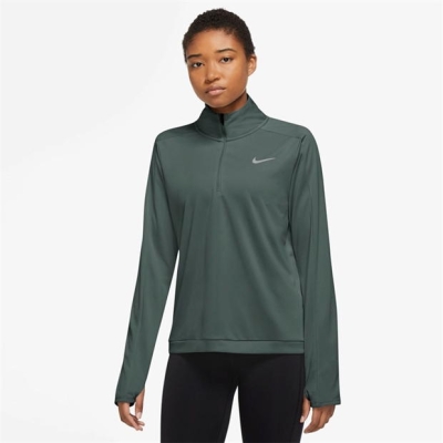 Tricou alergare Nike Pacer maneca lunga 1/2-cu fermoar pentru femei vintage verde