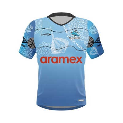 Tricou antrenament clasic Sportswear Cronulla Sharks 2024 Indigenous pentru Barbati albastru