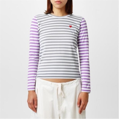 Tricou COMME DES GARCONS PLAY Dual cu dungi gri mov