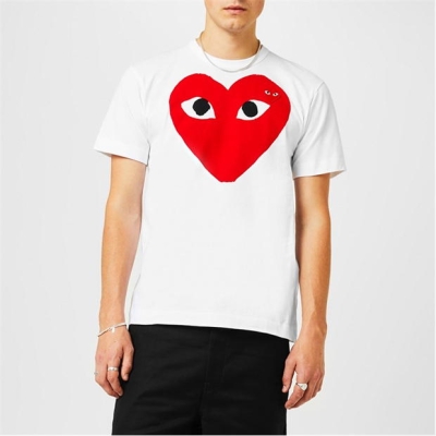 Tricou COMME DES GARCONS PLAY Heart Logo bumbac alb rosu