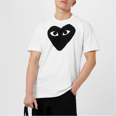 Tricou COMME DES GARCONS PLAY Peeping Heart alb negru