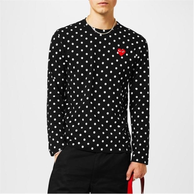 Tricou COMME DES GARCONS PLAY Polka Dot Heart negru