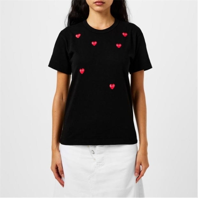 Tricou COMME DES GARCONS PLAY Scattered Hearts negru