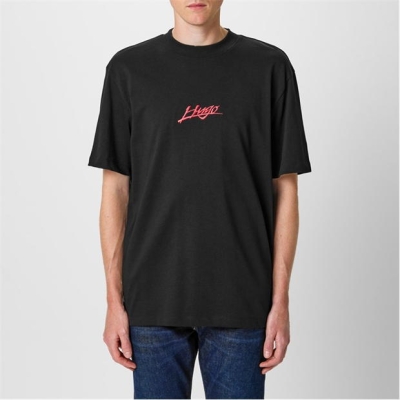 Tricou croiala lejera Hugo Logo Print -Shirt negru