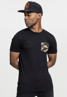 Tricou cu buzunar Camo negru camuflaj Urban Classics