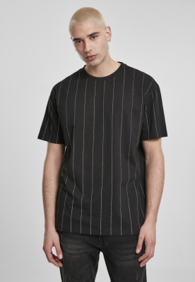 Tricou cu dungi supradimensionat negru Urban Classics