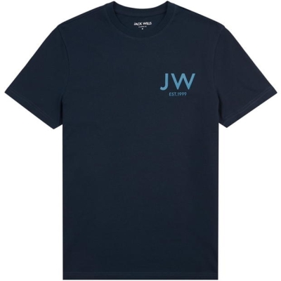 Tricou cu imprimeu Jack Wills B pentru barbati albastru inchis bleumarin