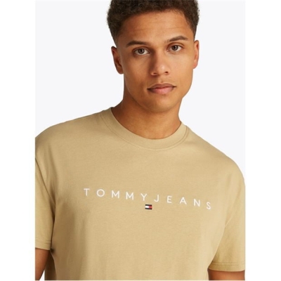 Tricou cu logo Blugi Tommy TJM REG LINEAR EXT relic bej