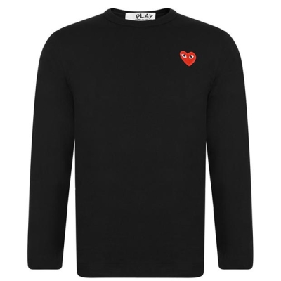 Tricou cu logo COMME DES GARCONS PLAY cu Maneca Lunga Basic -Shirt negru rosu